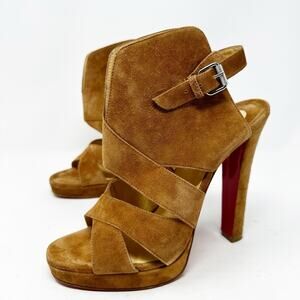 Christian Louboutin Apron Lili Suede Platform Sandal Heels Womens Size EU 39